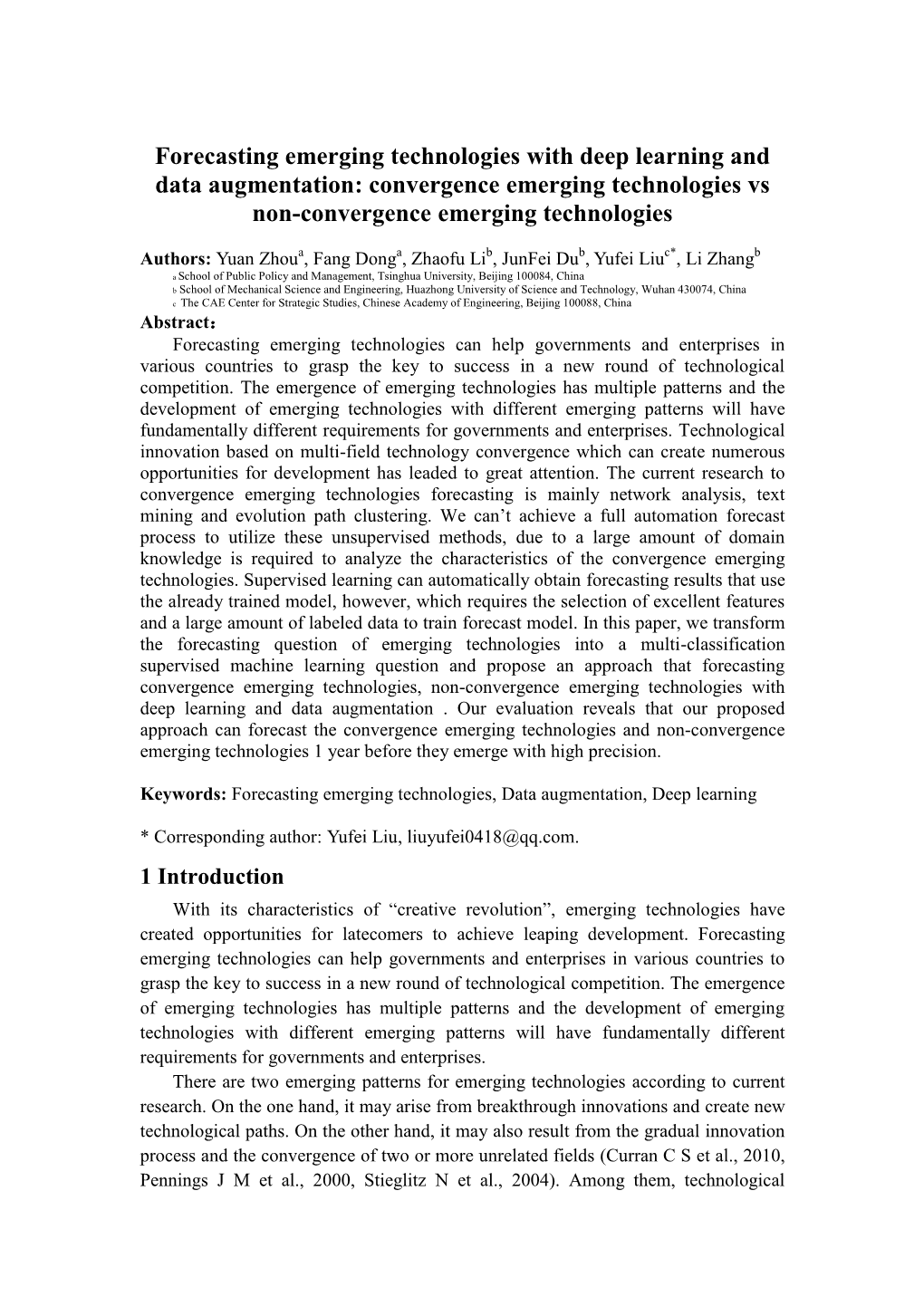 Forecasting Emerging Technologies with Deep Learning and Data Augmentation: Convergence Emerging Technologies Vs Non-Convergence Emerging Technologies