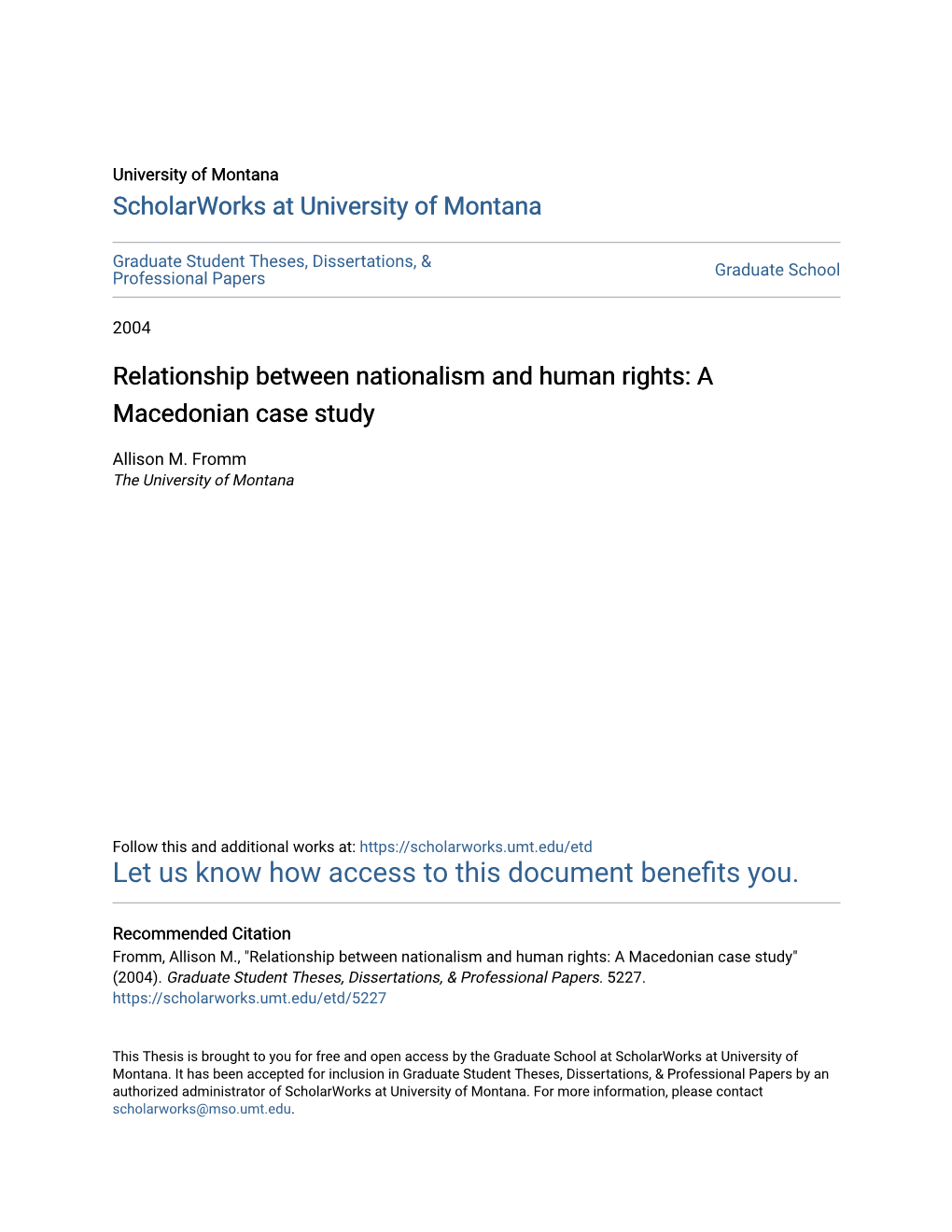 Relationship Between Nationalism and Human Rights: a Macedonian Case Study