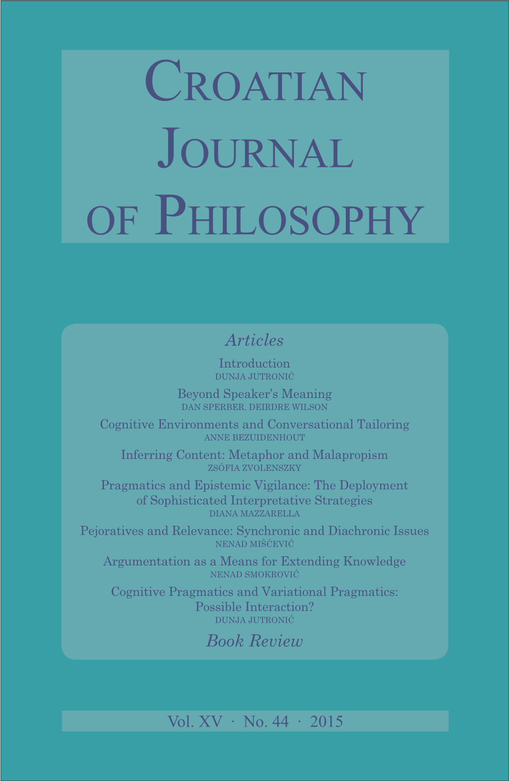 Croatian Journal of Philosophy