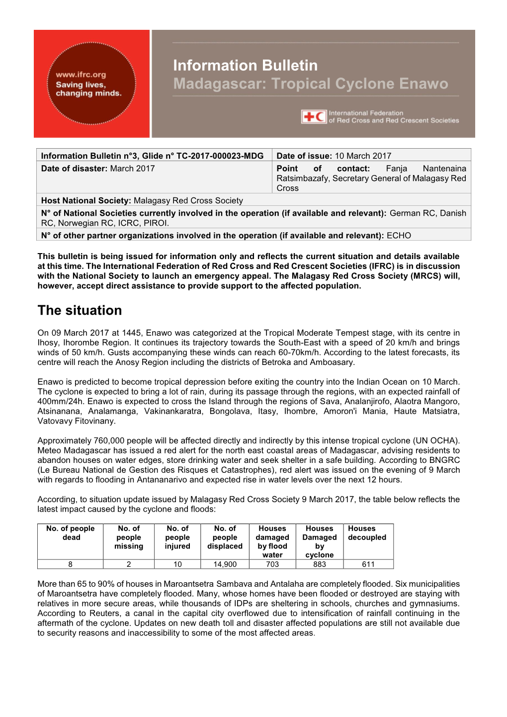 Information Bulletin Madagascar: Tropical Cyclone Enawo