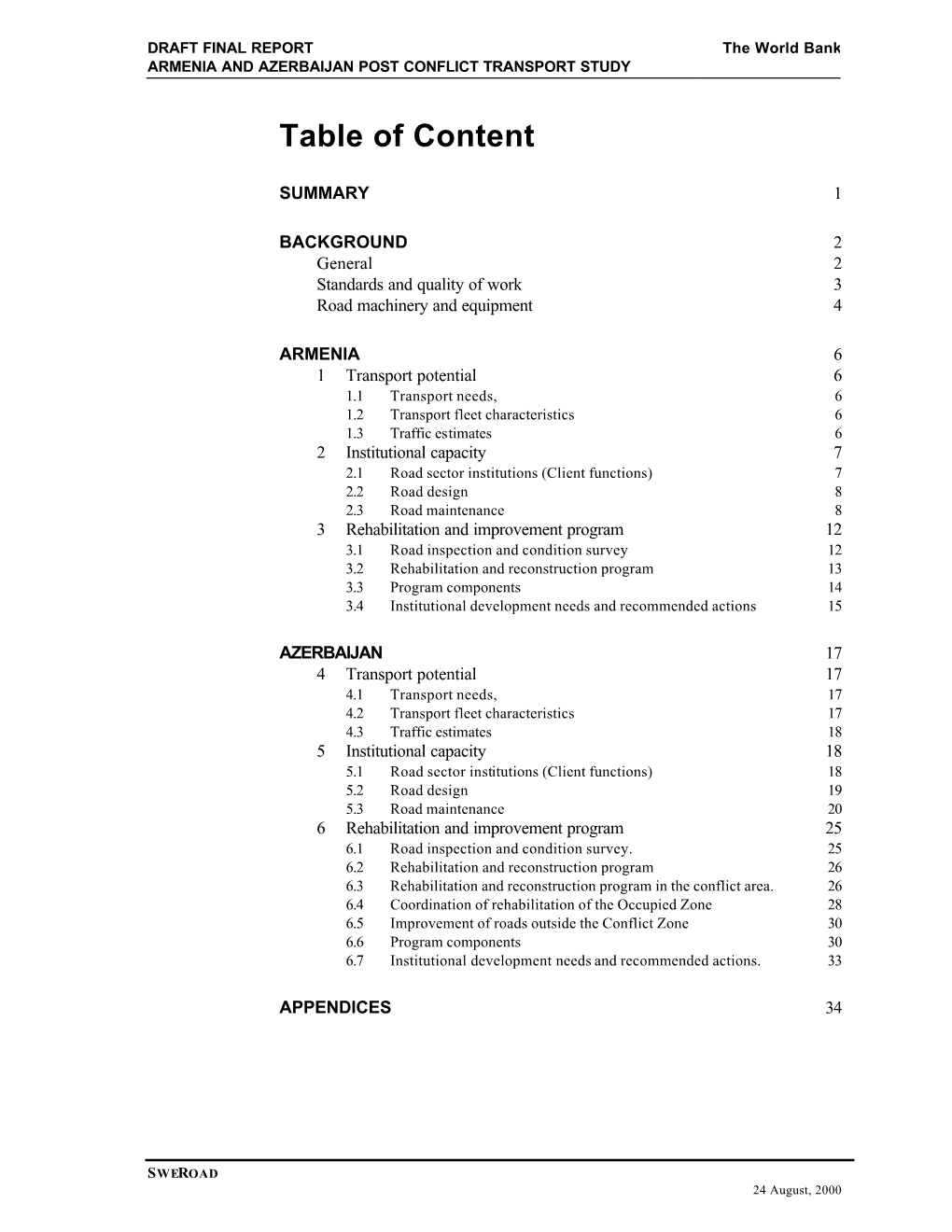 Table of Content