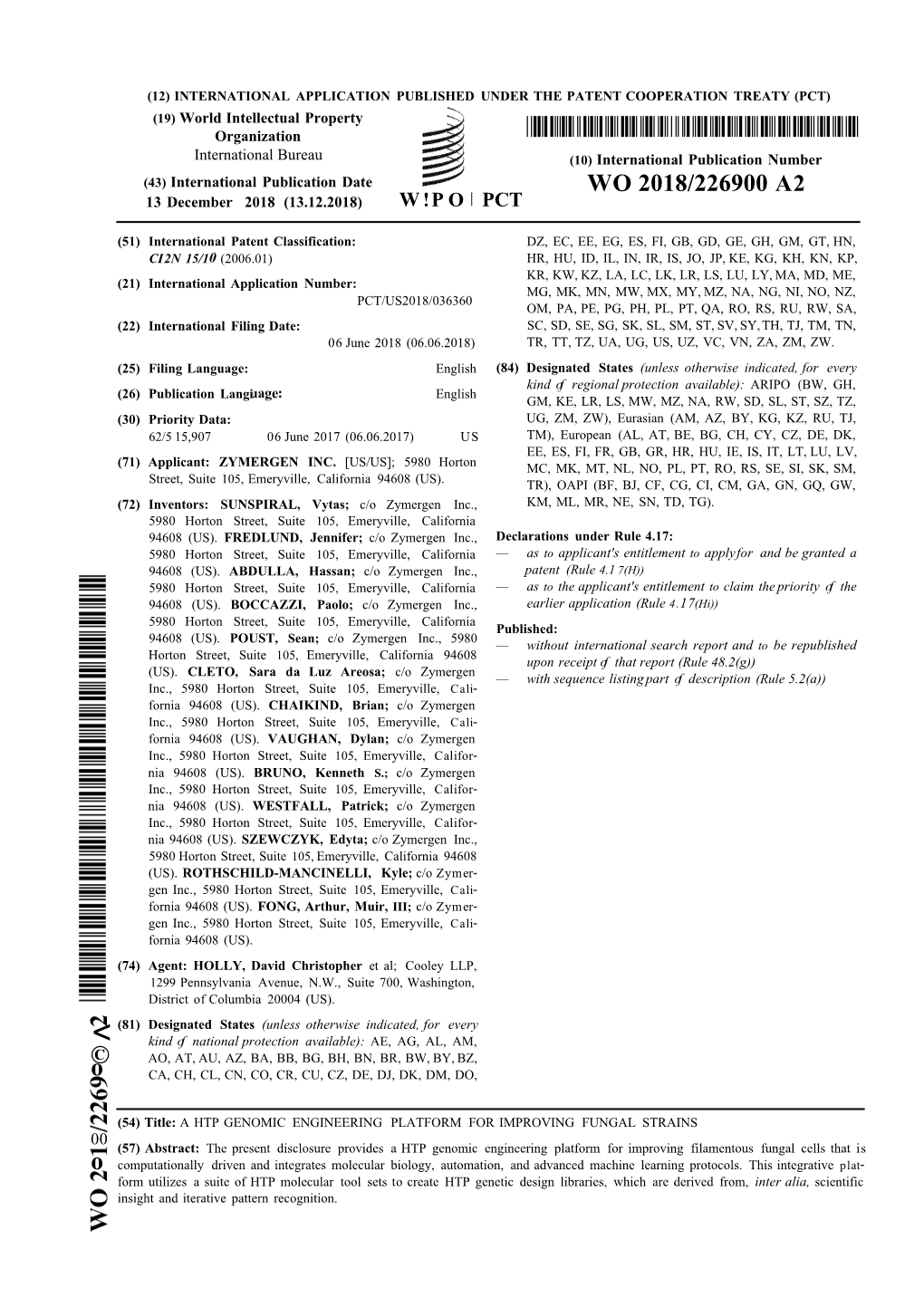 WO 2018/226900 A2 13 December 2018 (13.12.2018) W !P O PCT