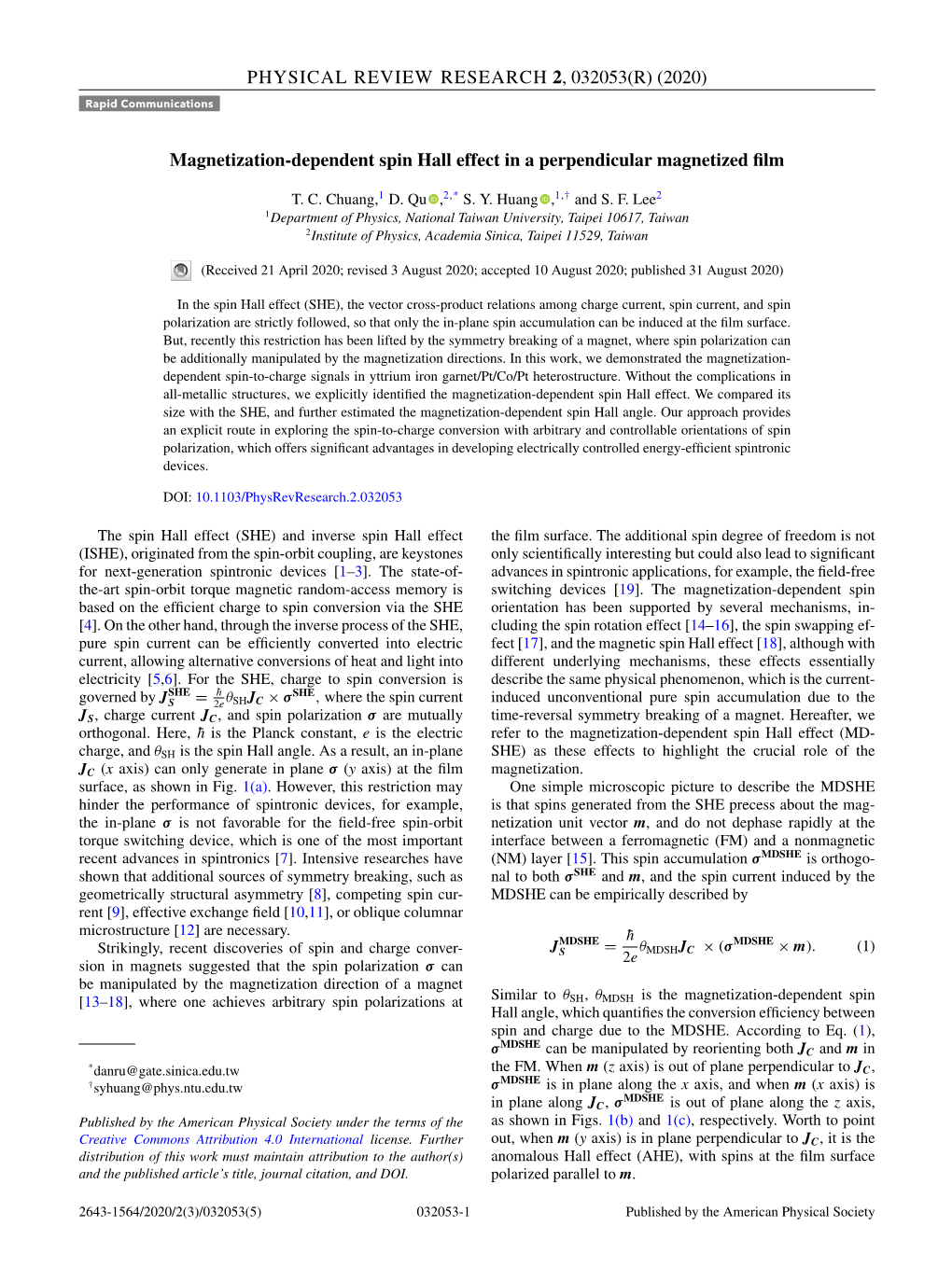 Magnetization-Dependent Spin Hall Effect in a Perpendicular Magnetized ﬁlm