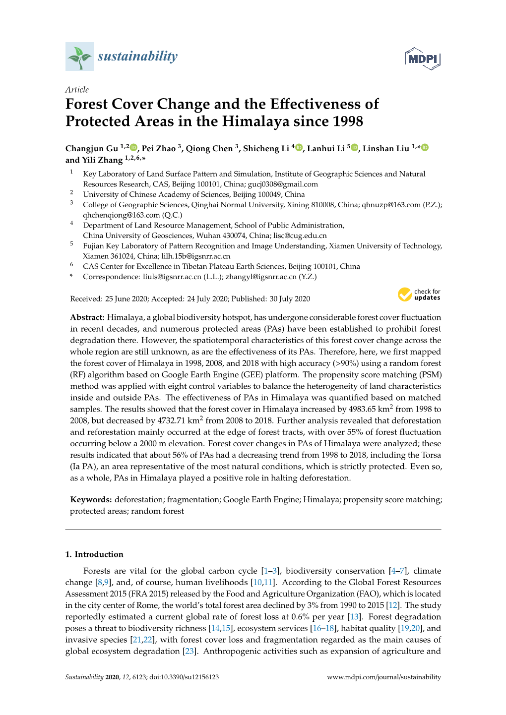 Forest Cover Change and the Effectiveness of Protected Areas In