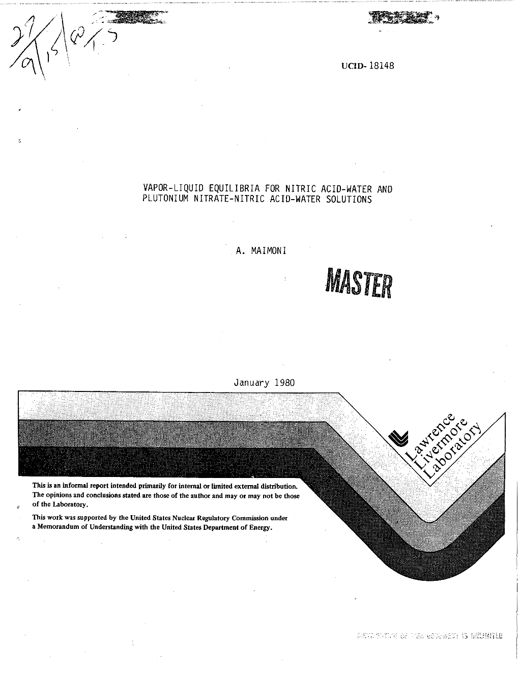 Vapor-Liquid Equilibria for Nitric Acid-Water and Plutonium Nitrate-Nitric Acid-Water Solutions