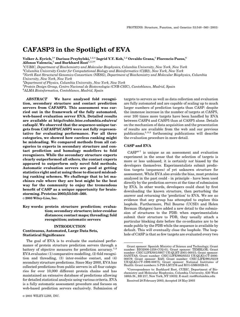 CAFASP3 in the Spotlight of EVA
