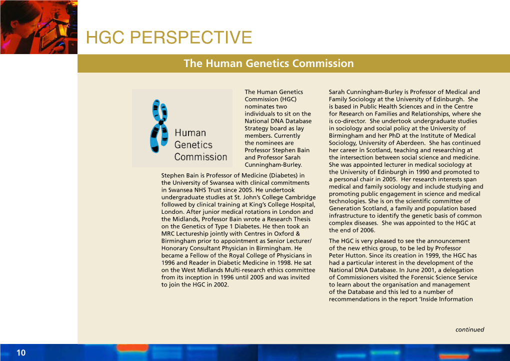 HGC Perspective the Human Genetics Commission