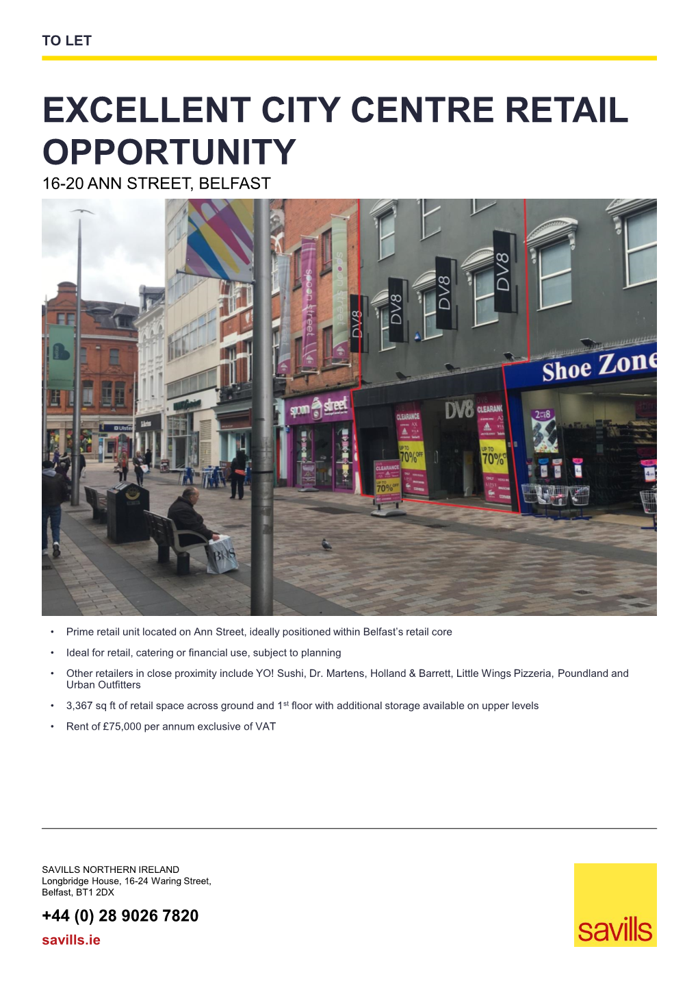 Excellent City Centre Retail Opportunity 16-20 Ann Street, Belfast