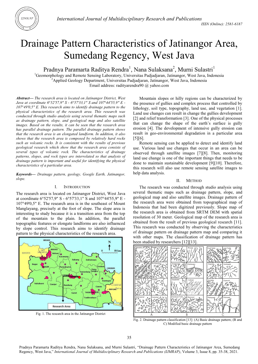 Drainage Pattern Characteristics of Jatinangor Area, Sumedang Regency, West Java