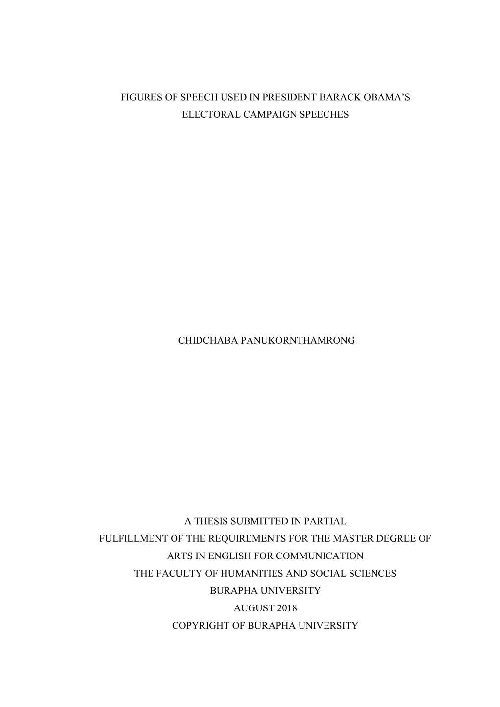 Figures of Speech Used in President Barack Obama's Electoral Campaign Speeches