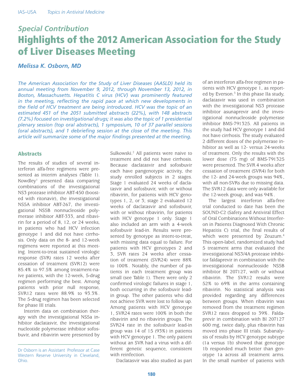 Highlights of the 2012 American Association for the Study of Liver Diseases Meeting