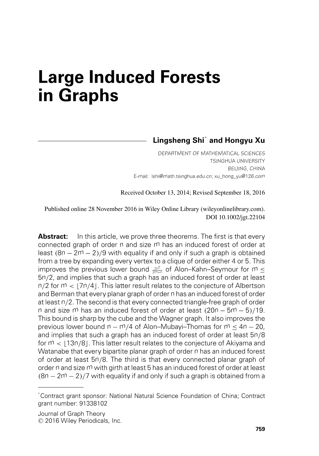 Large Induced Forests in Graphs