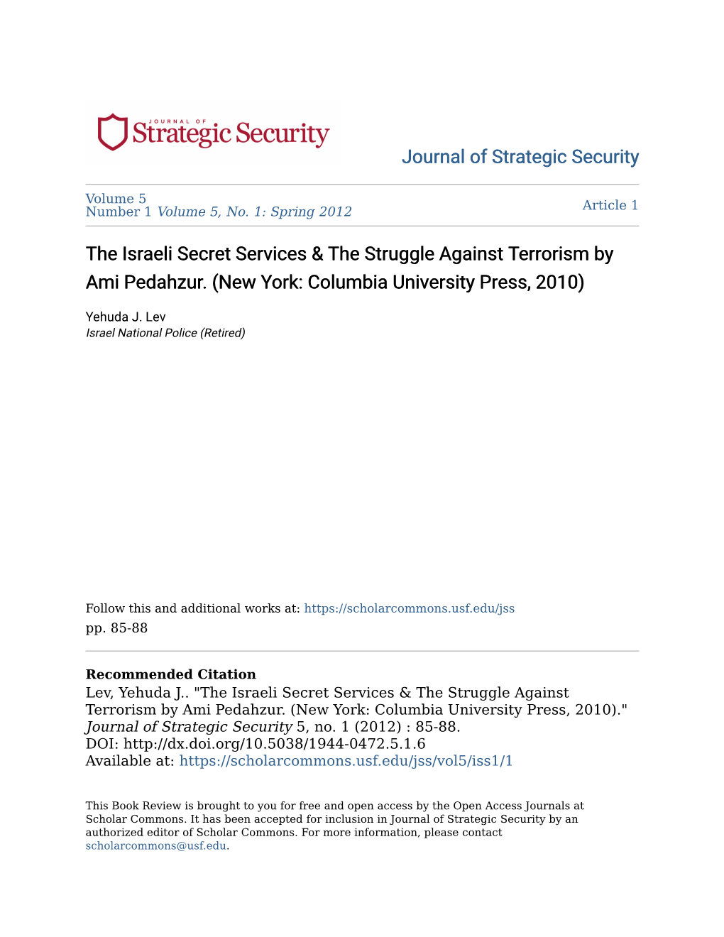 The Israeli Secret Services & the Struggle Against Terrorism by Ami Pedahzur