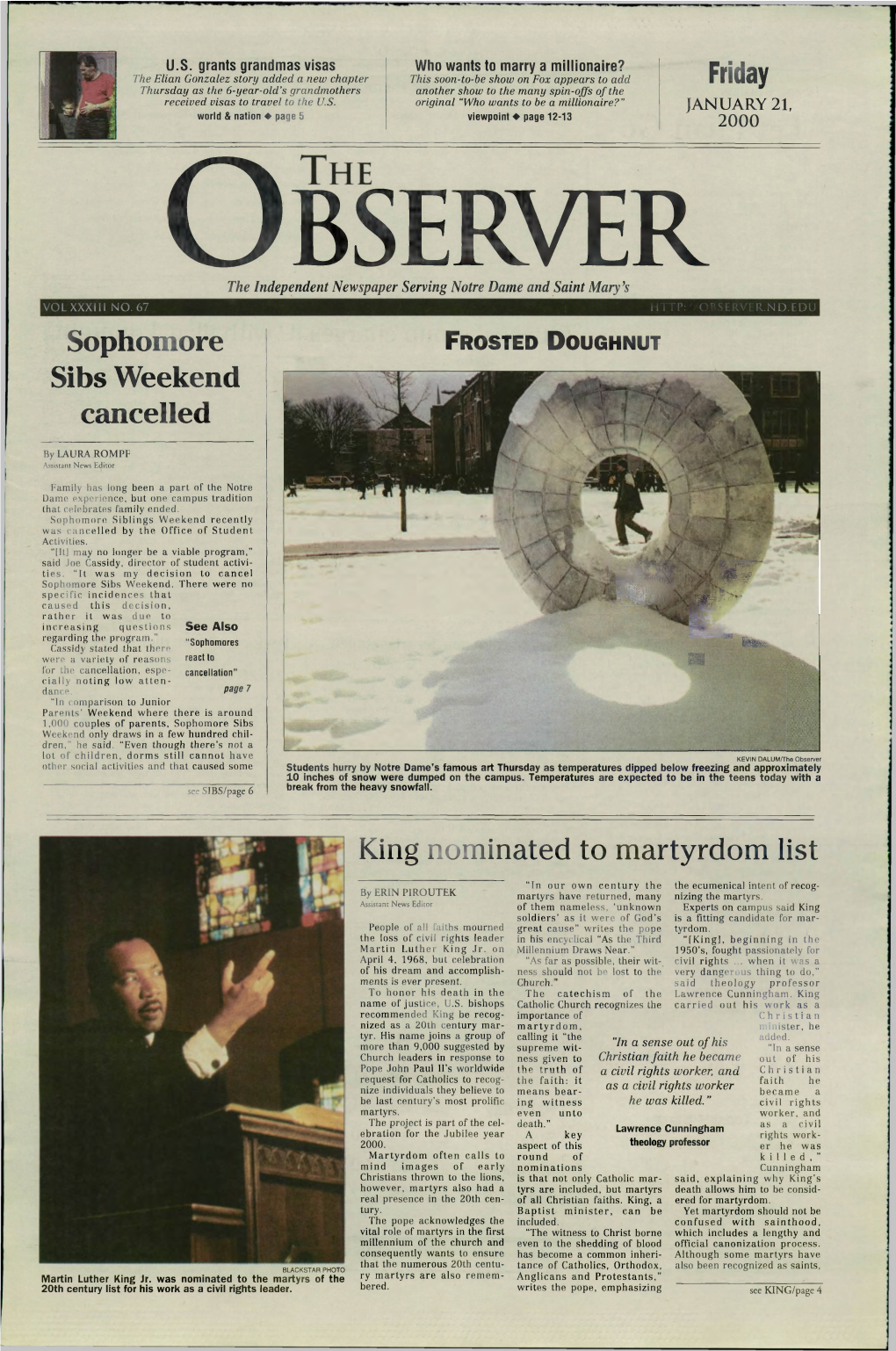 O Bserv Er Friday, January 21, 2000 in Search of Shermer