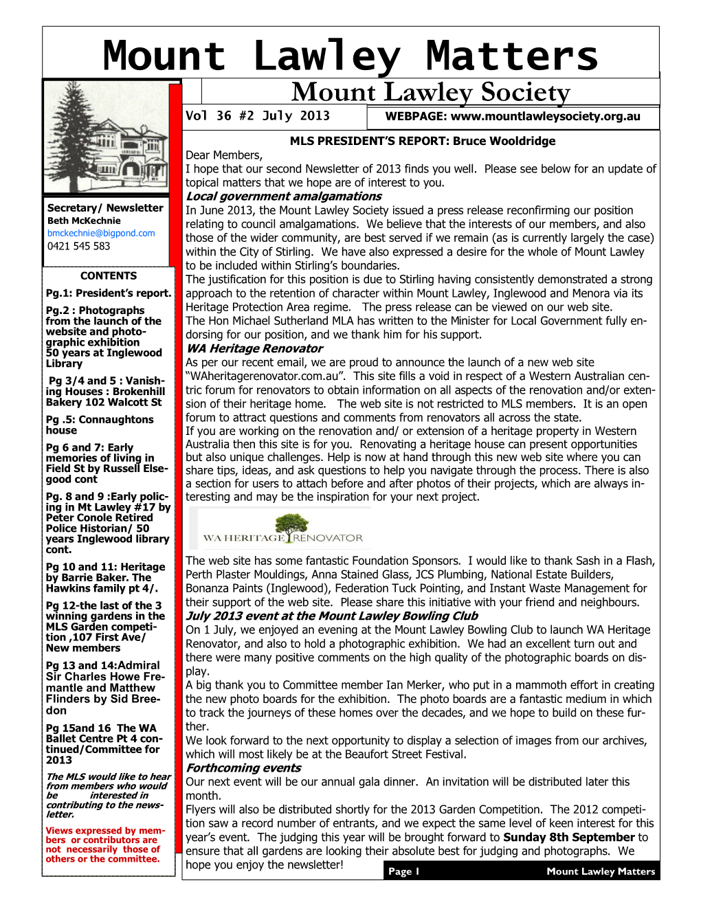 Newsletter 36 2 July 2013 Pub Publisher Version