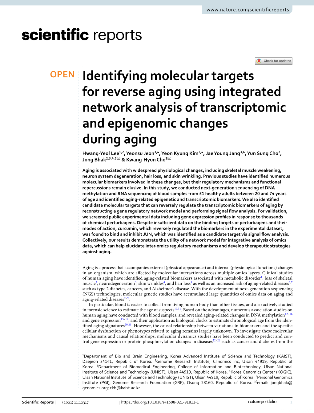 Identifying Molecular Targets for Reverse Aging Using Integrated