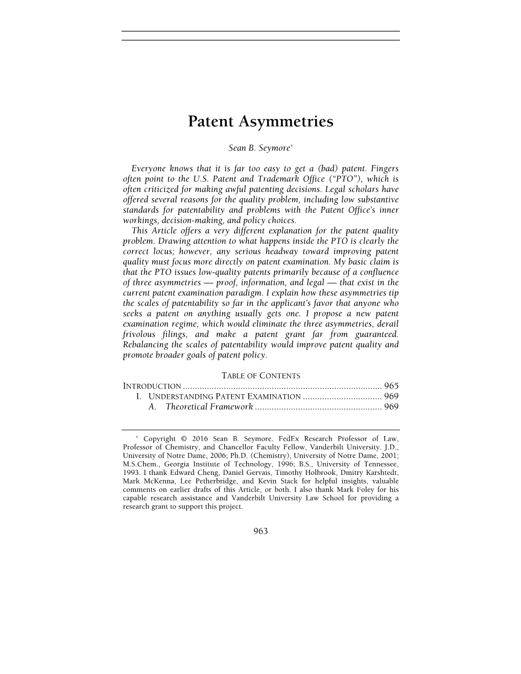 Patent Asymmetries