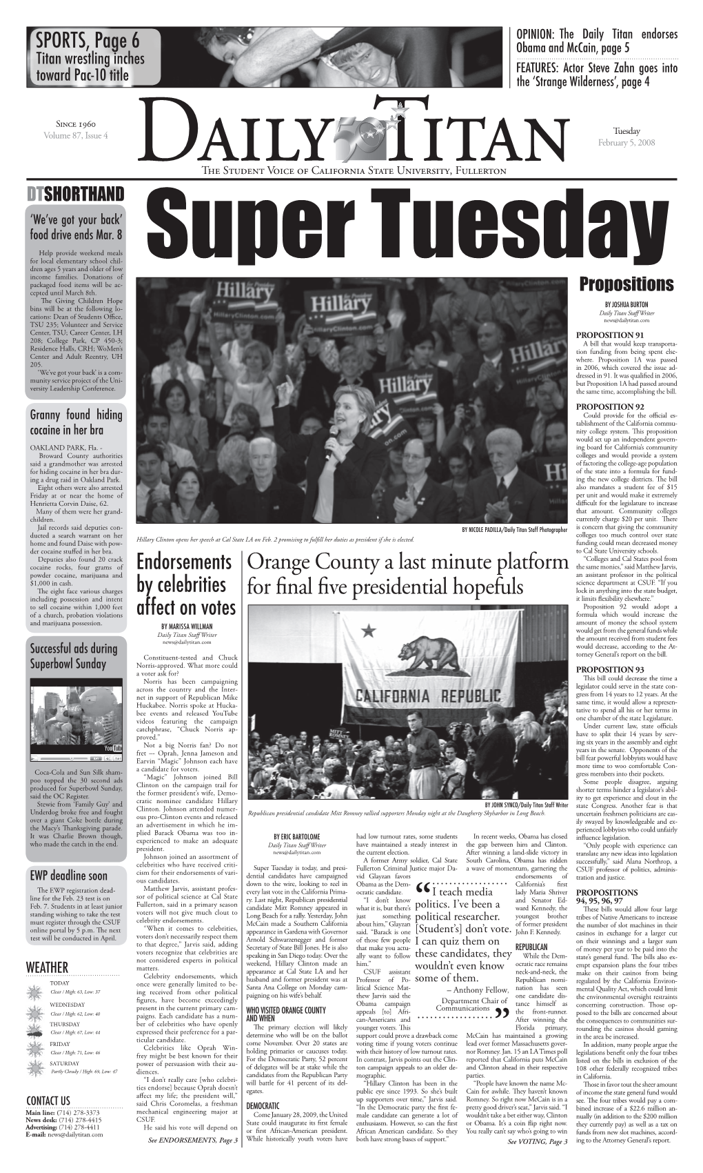 Orange County a Last Minute Platform for Final Five Presidential Hopefuls
