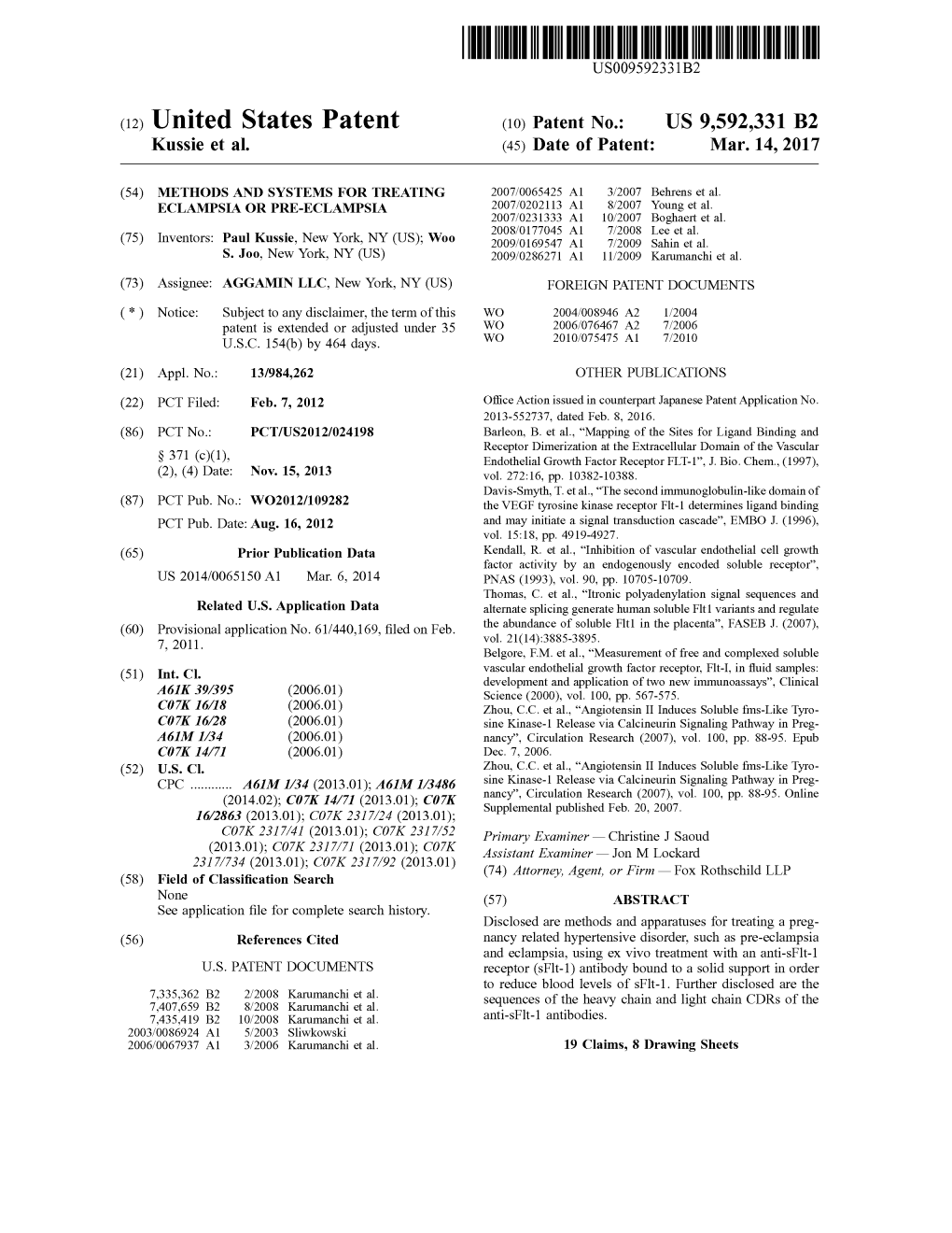 (12) United States Patent (10) Patent No.: US 9,592,331 B2 Kussie Et Al