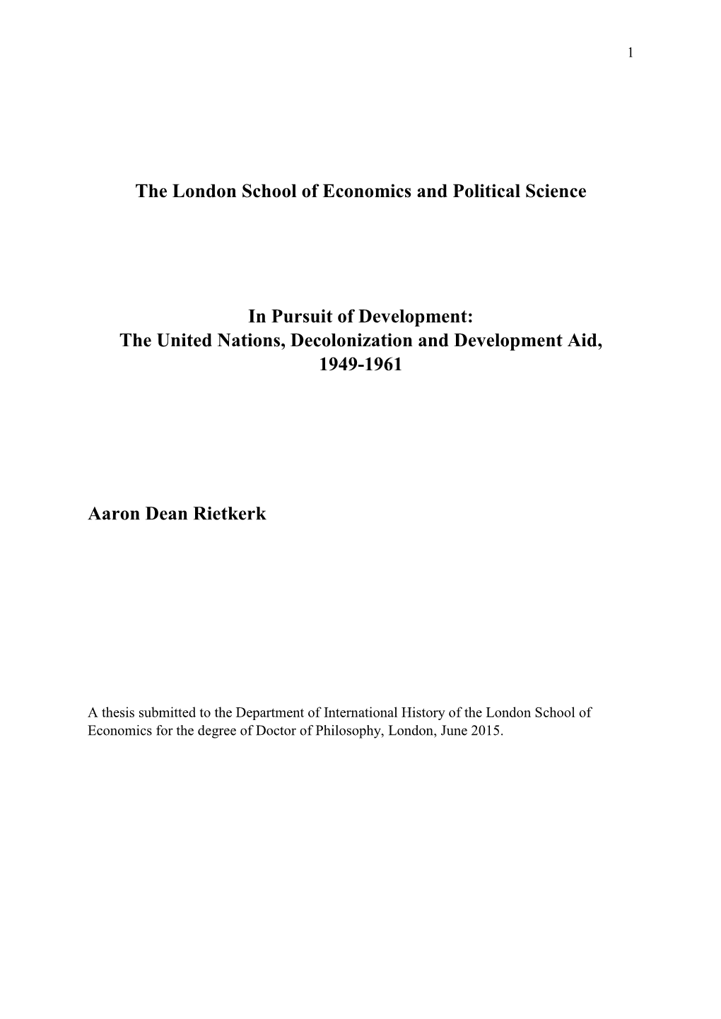 The United Nations, Decolonization and Development Aid, 1949-1961