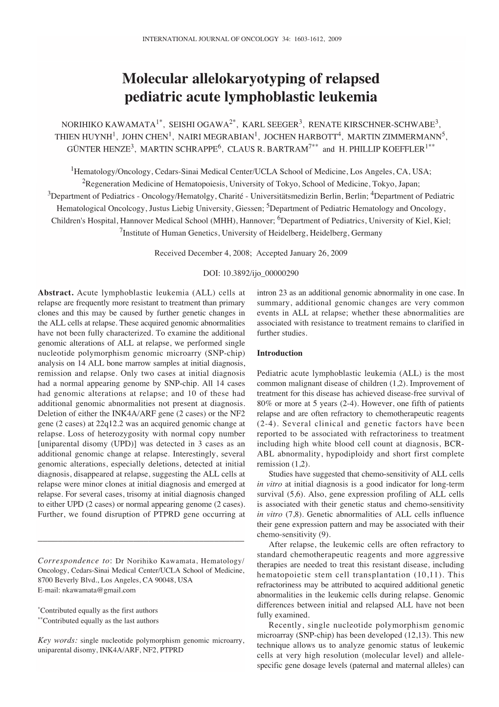 Molecular Allelokaryotyping of Relapsed Pediatric Acute Lymphoblastic Leukemia