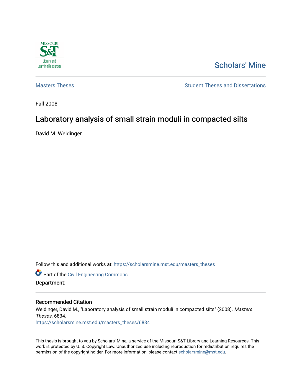 Laboratory Analysis of Small Strain Moduli in Compacted Silts