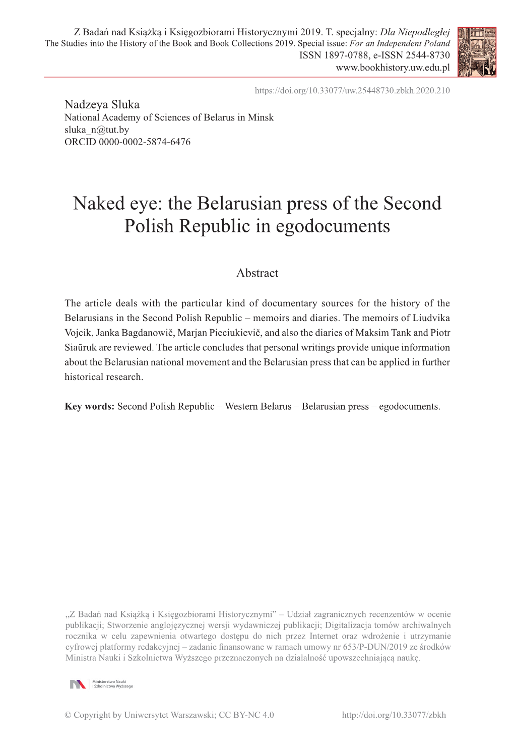 The Belarusian Press of the Second Polish Republic in Egodocuments