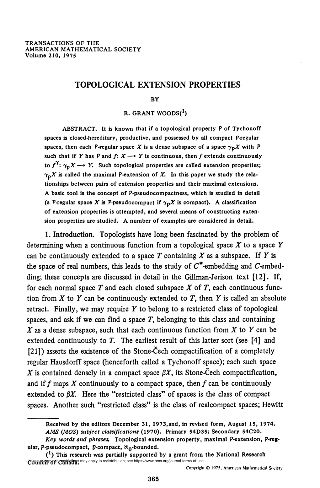 Topological Extension Properties 367