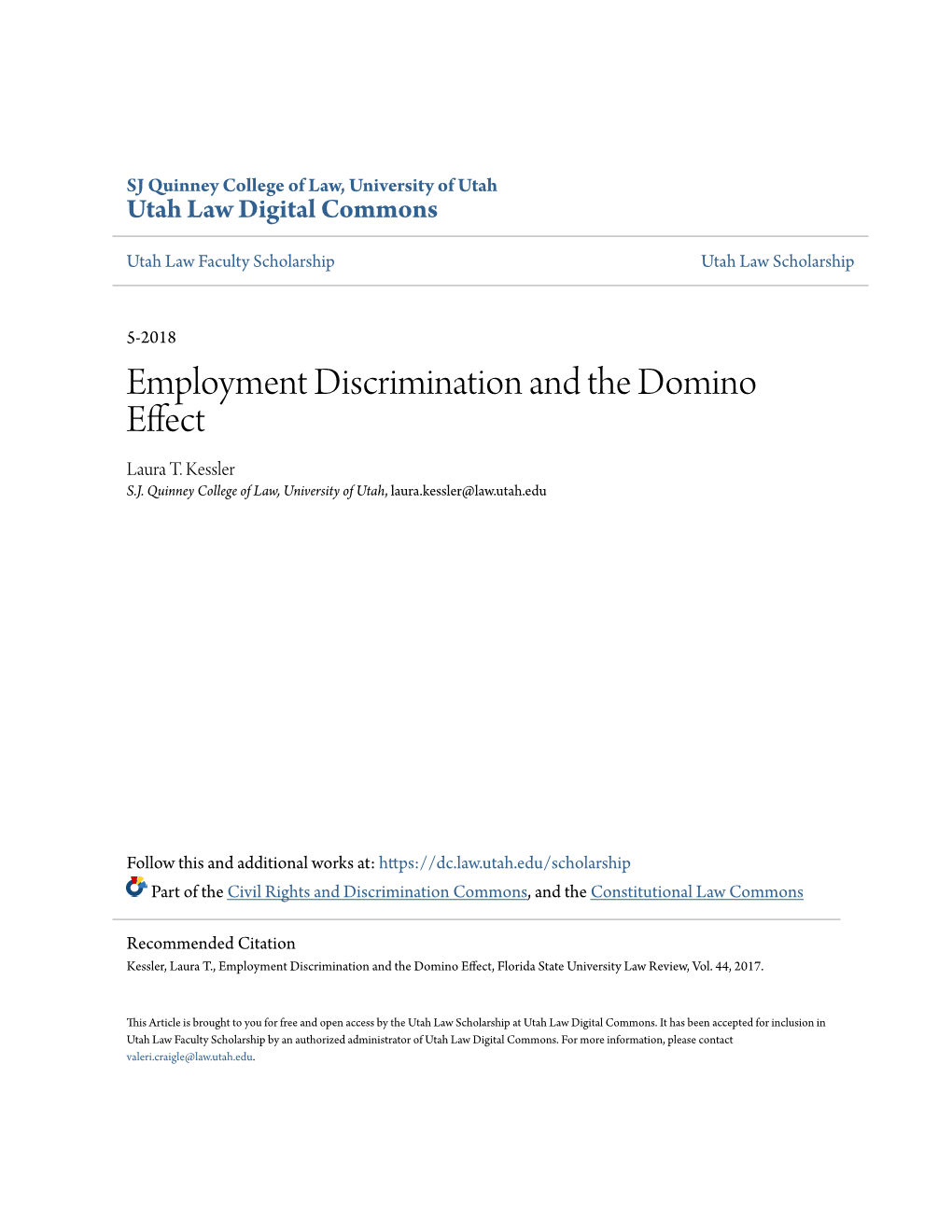 Employment Discrimination and the Domino Effect Laura T