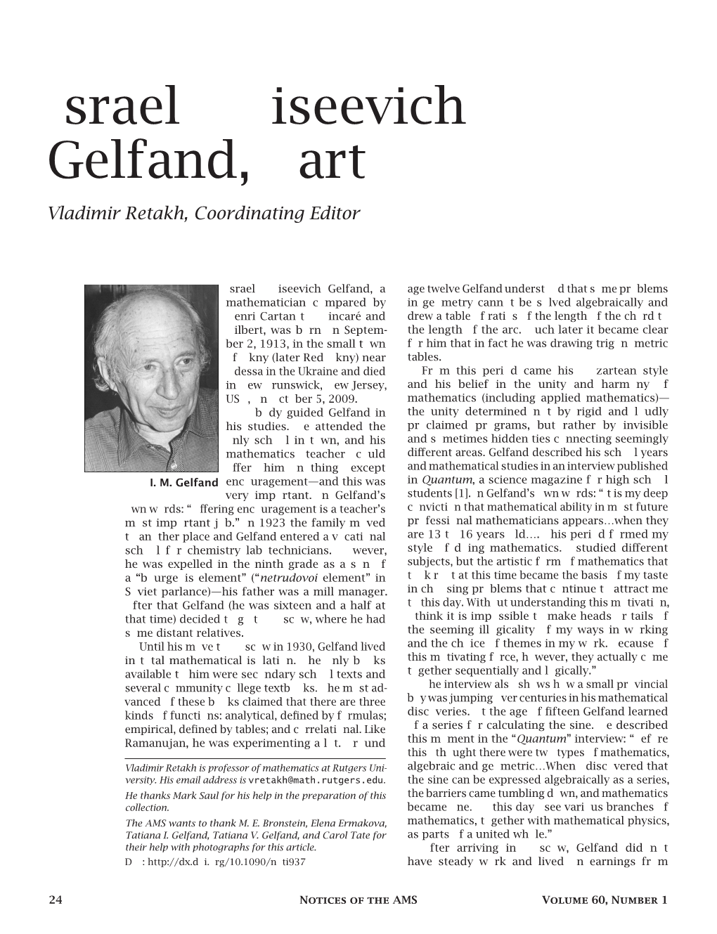 Israel Moiseevich Gelfand, Part I