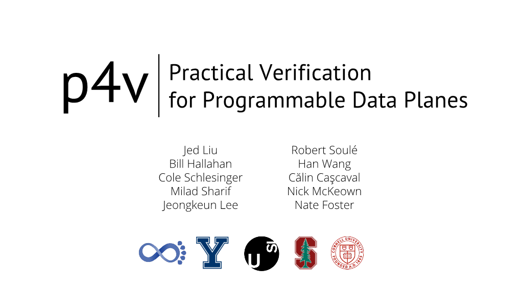 P4v Practical Verification for Programmable Data Planes
