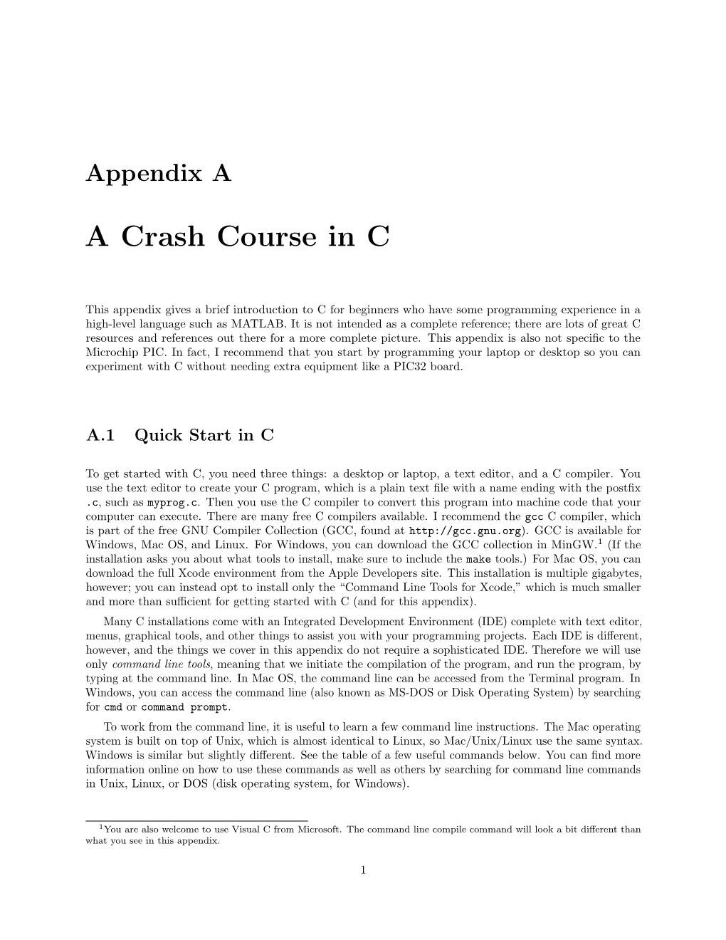 A Crash Course in C