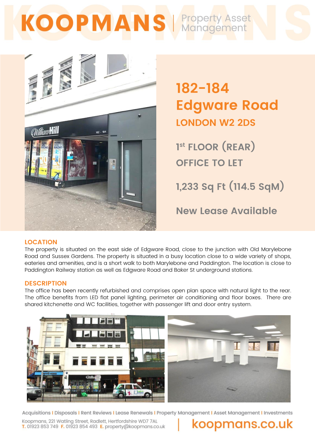 182-184 Edgware Road LONDON W2 2DS