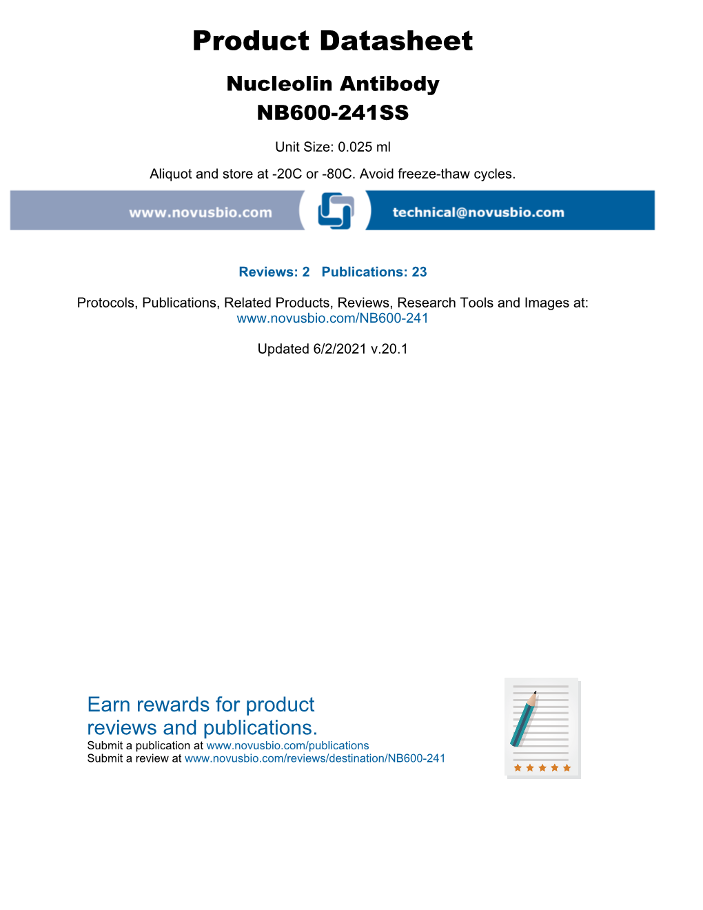 Product Datasheet Nucleolin Antibody NB600-241SS