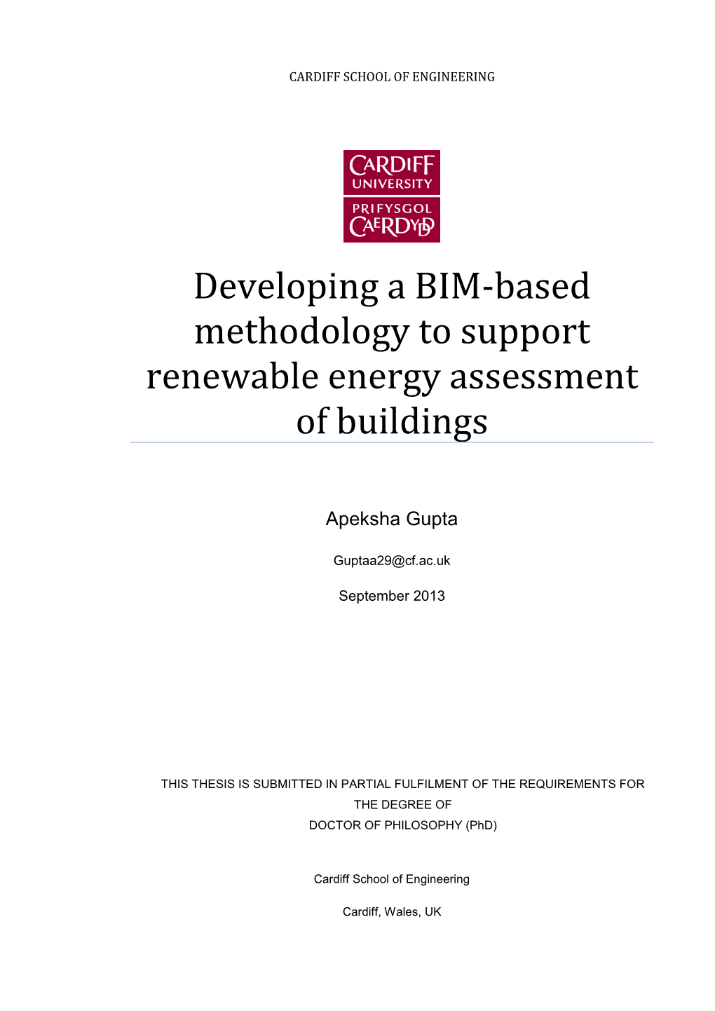 Developing a BIM-Based Methodology to Support Renewable Energy Assessment of Buildings