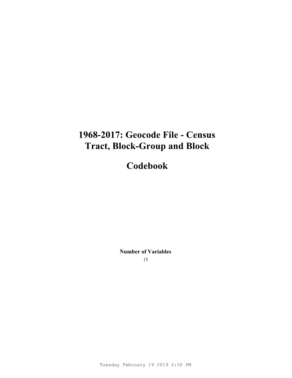 Codebook 1968-2017: Geocode File