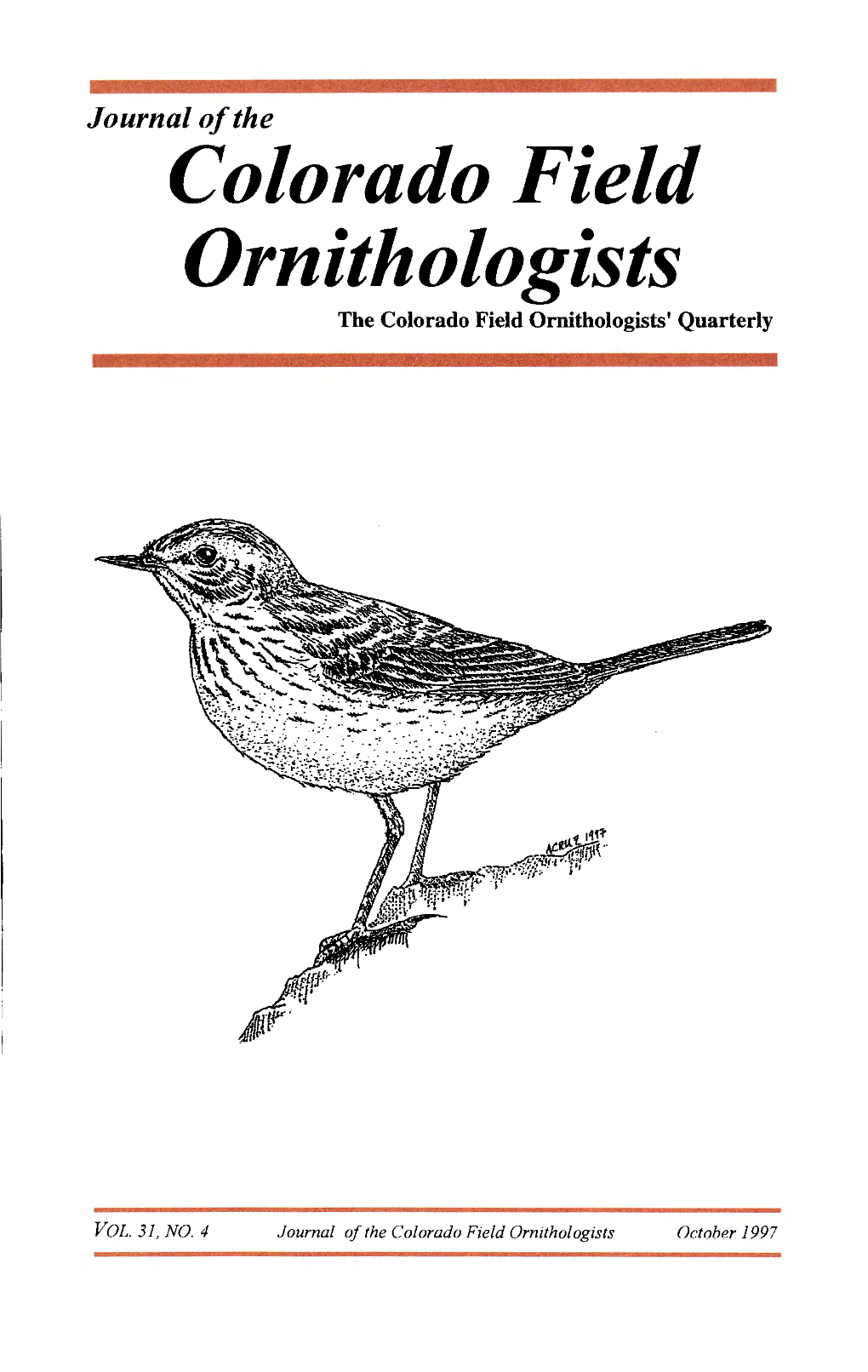 Colorado Field Ornithologists the Colorado Field Ornithologists' Quarterly