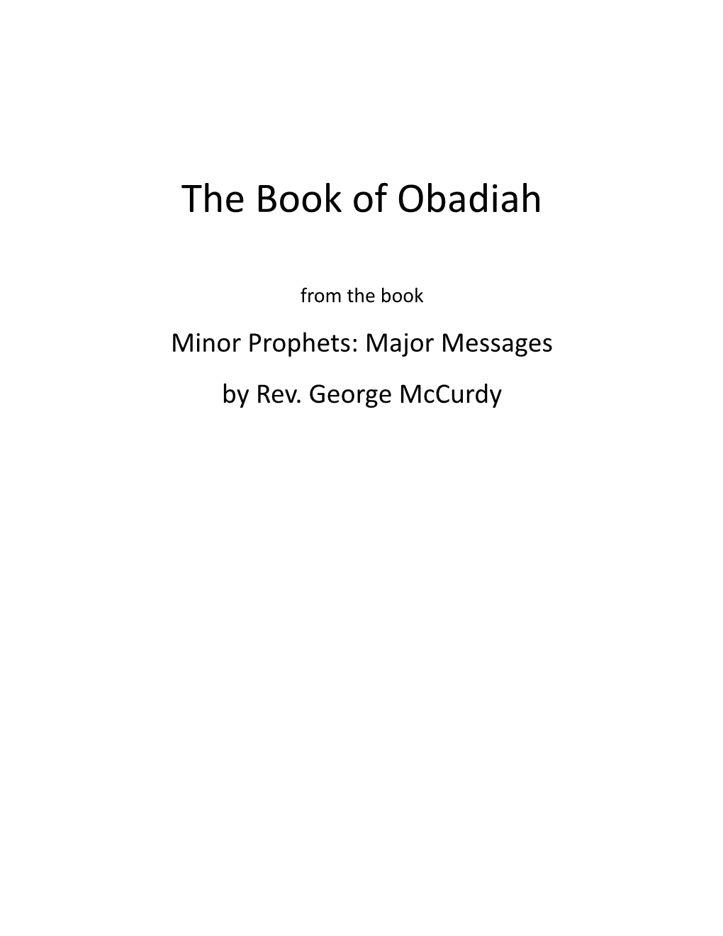 The Book of Obadiah