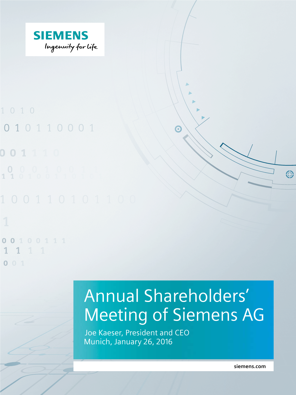 Speech Joe Kaeser: Annual Shareholders' Meeting