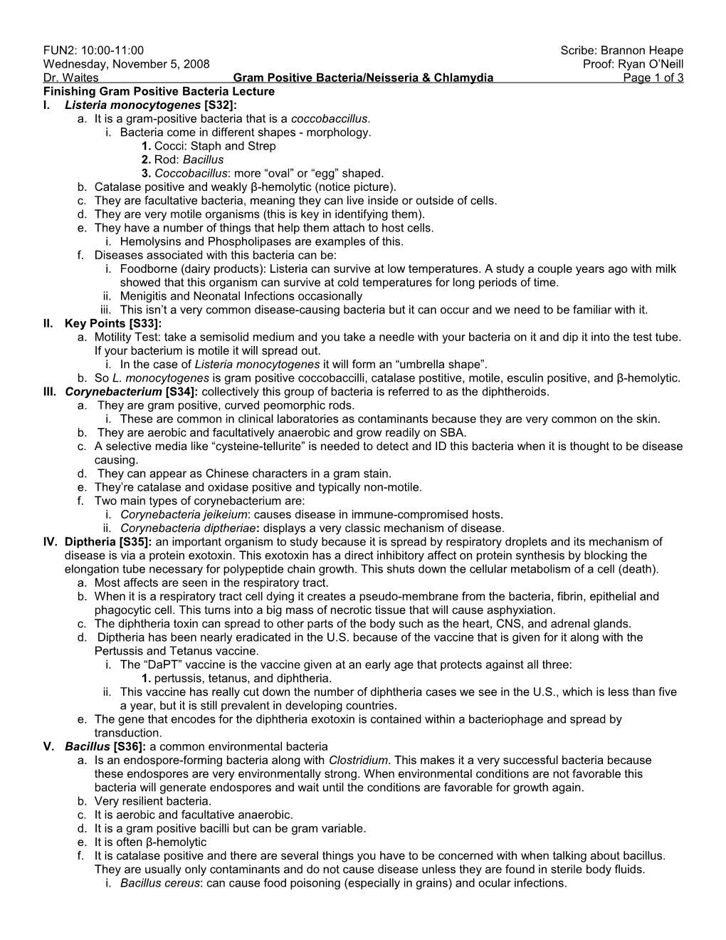 Finishing Gram Positive Bacteria Lecture