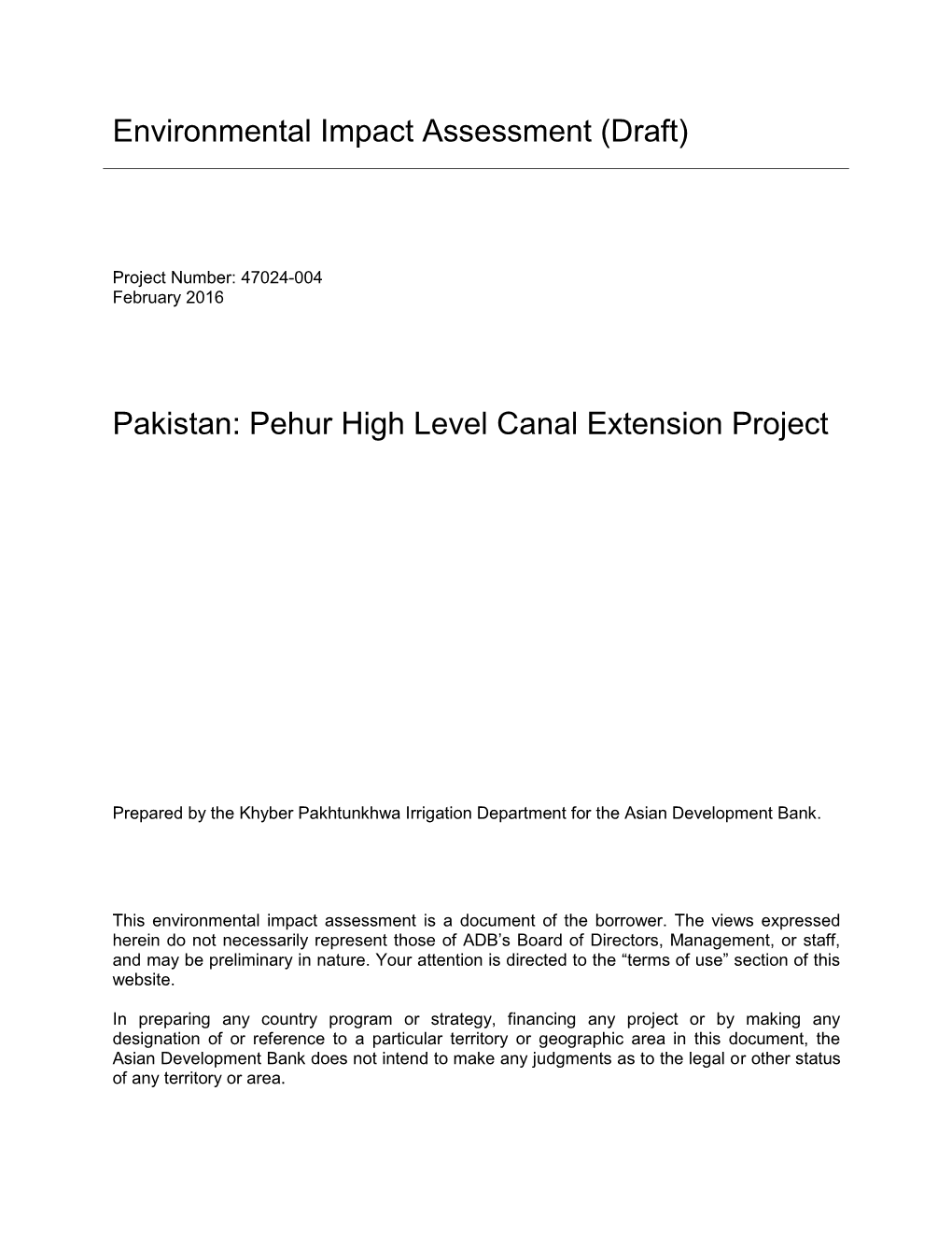 47024-004: Pehur High Level Canal Extension Project