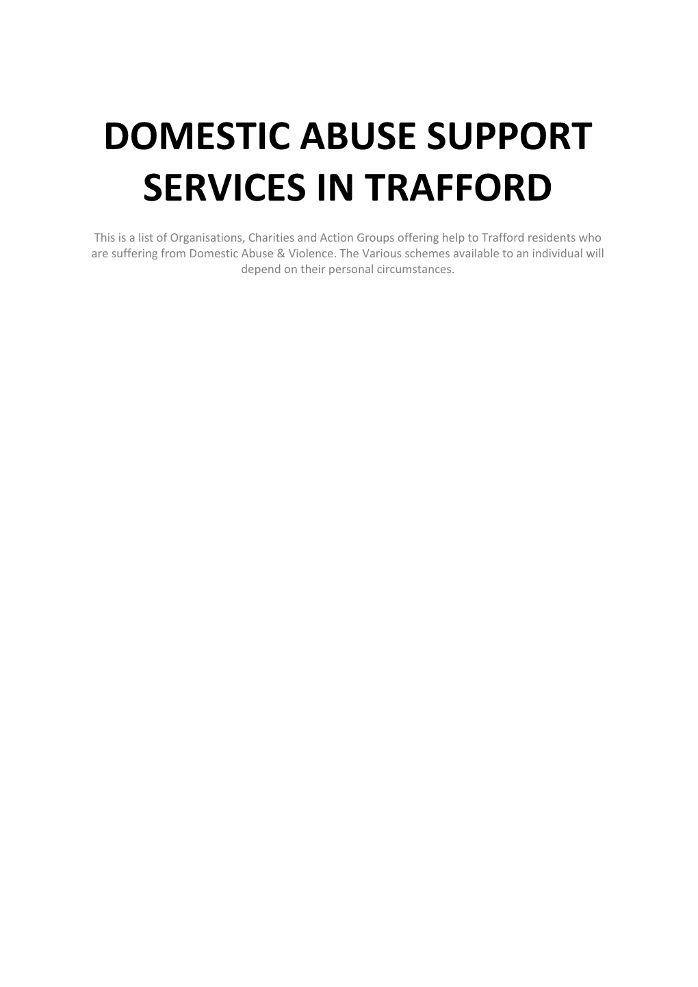 Domestic Abuse Support Services in Trafford