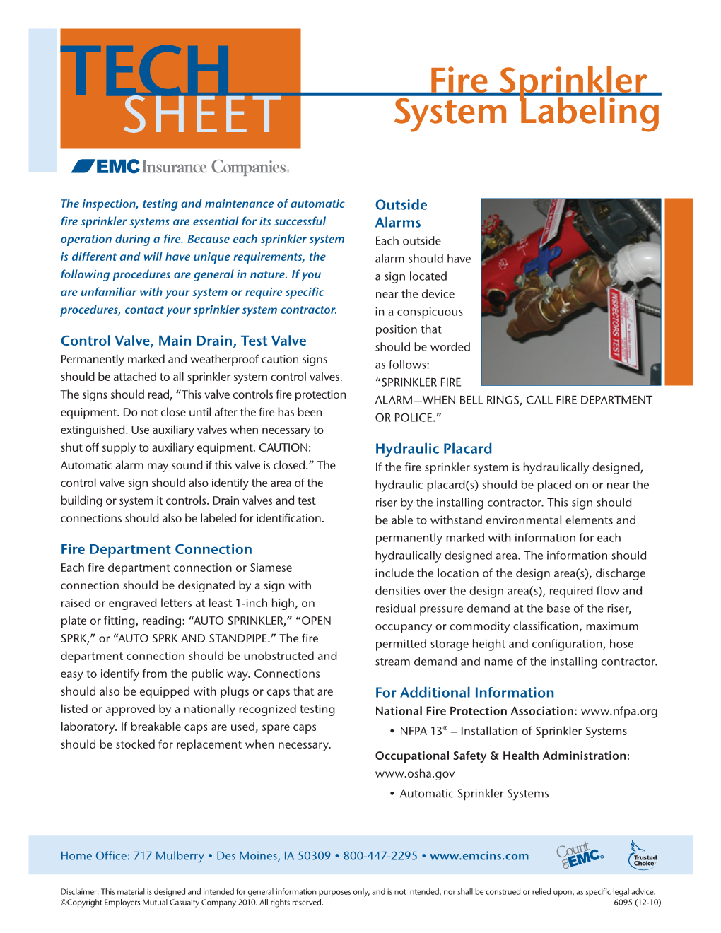 Fire Sprinkler System Labeling