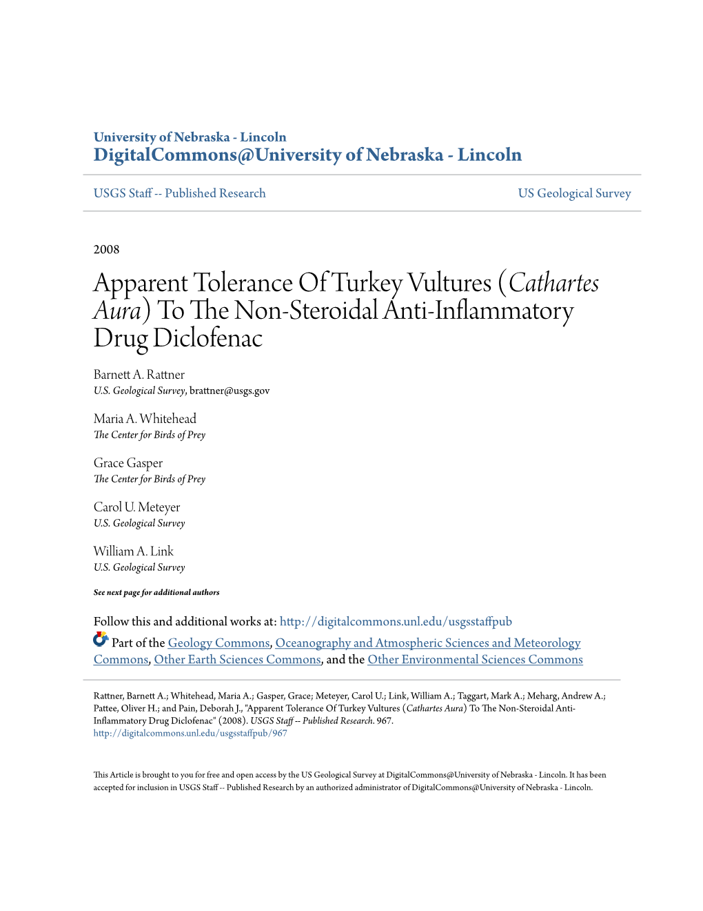 Apparent Tolerance of Turkey Vultures (<I>Cathartes Aura</I>) To