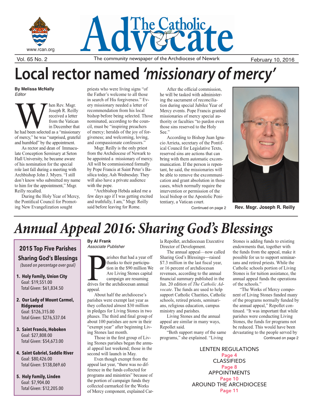 Local Rector Named 'Missionary of Mercy'