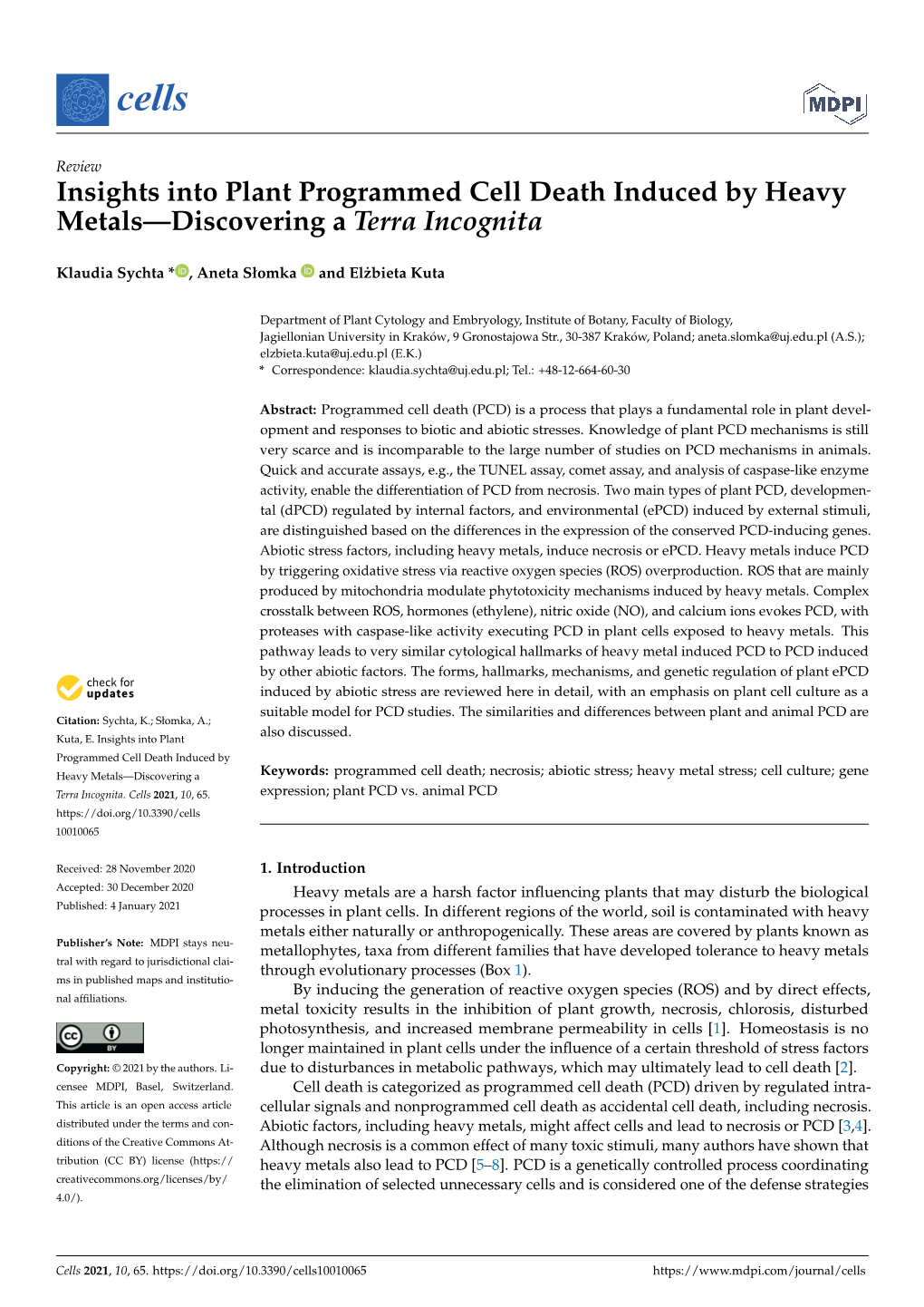 Insights Into Plant Programmed Cell Death Induced by Heavy Metals—Discovering a Terra Incognita