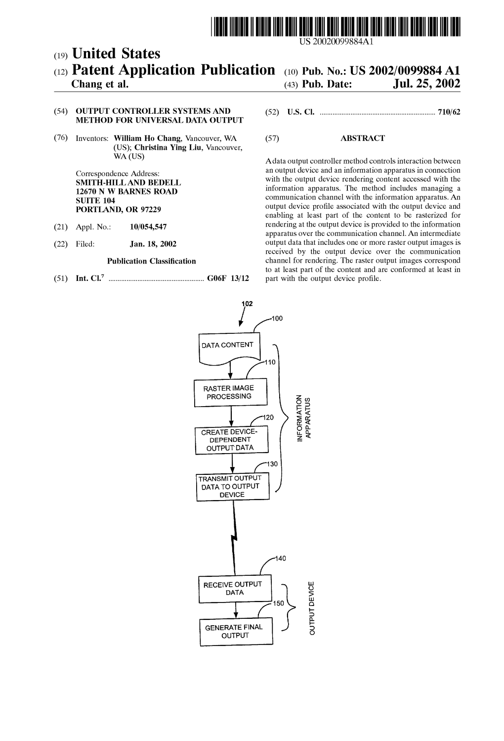 (12) Patent Application Publication (10) Pub. No.: US 2002/0099884A1 Chang Et Al
