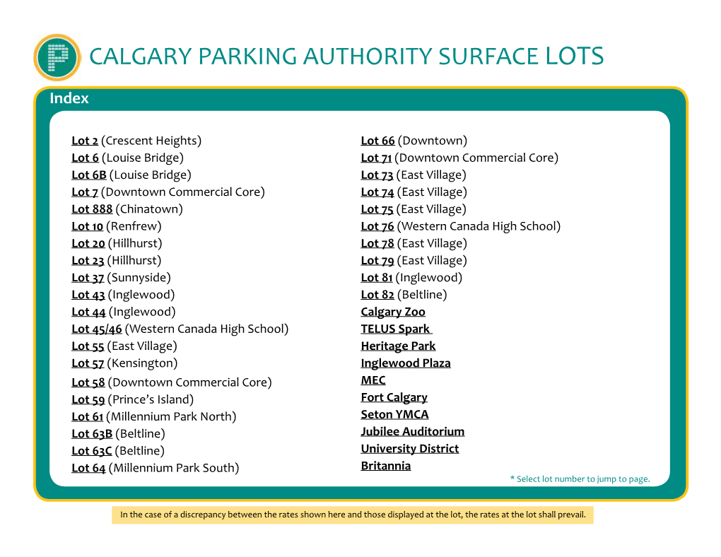 Calgary Parking Authority Surface Lots