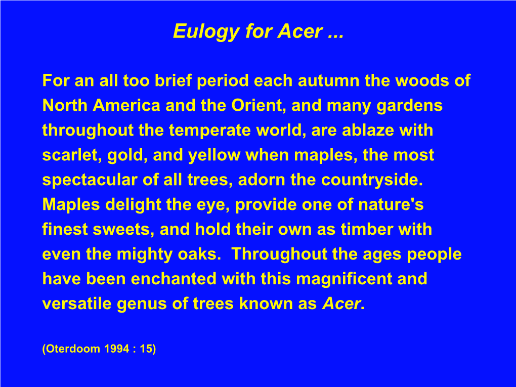 Eulogy for Acer