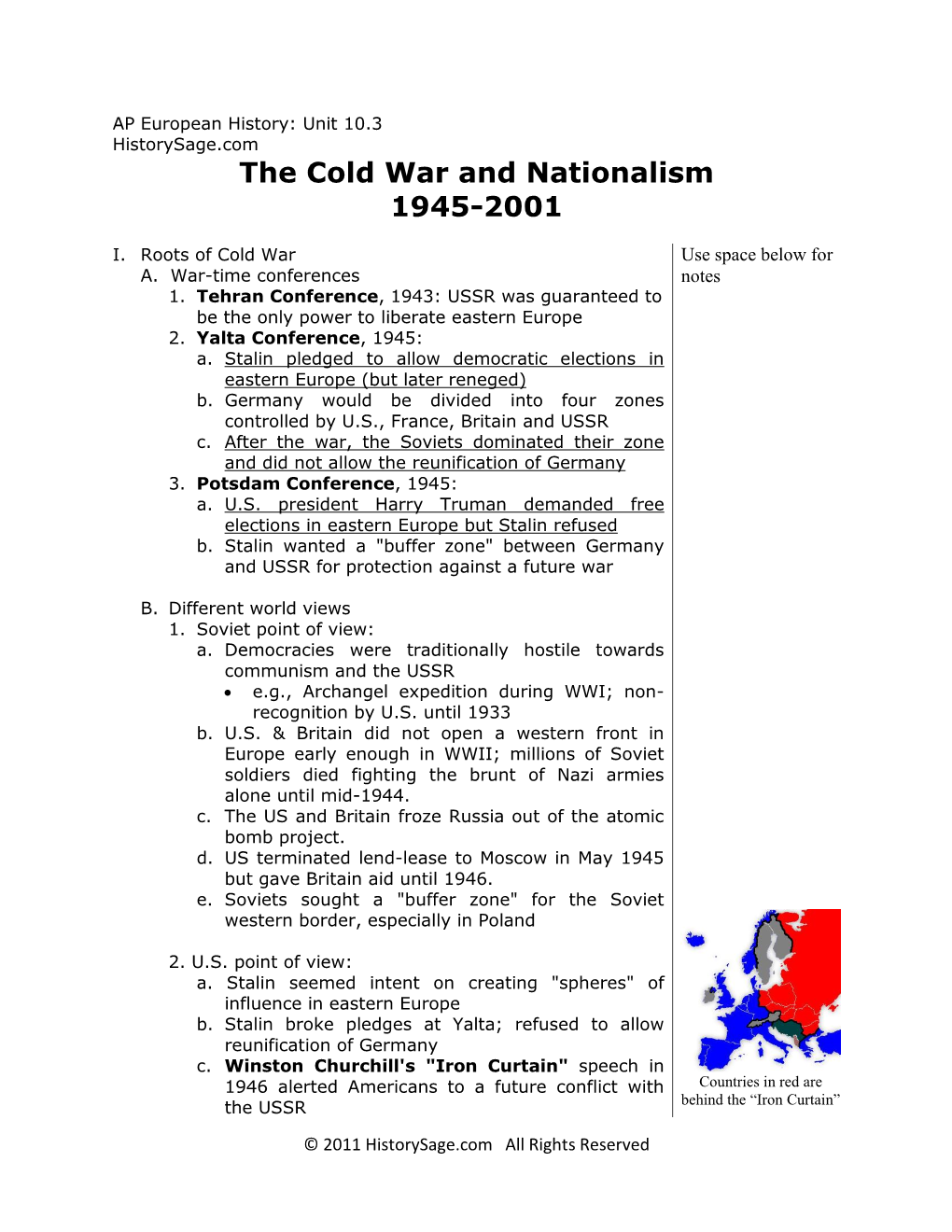 The Cold War and Nationalism 1945-2001